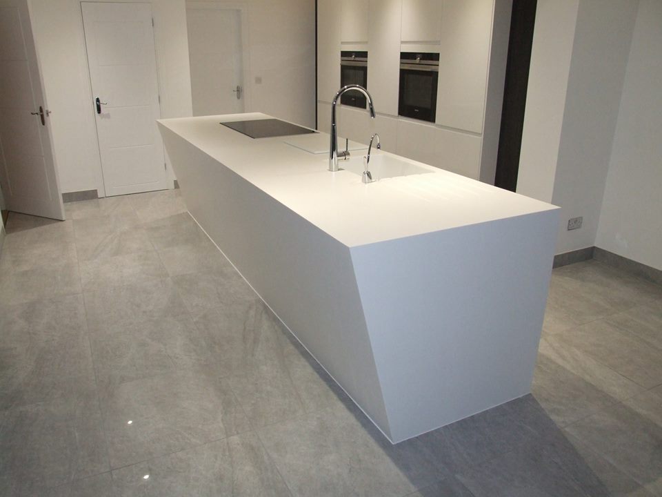 Tristone pure white feature island rogerstone, newport