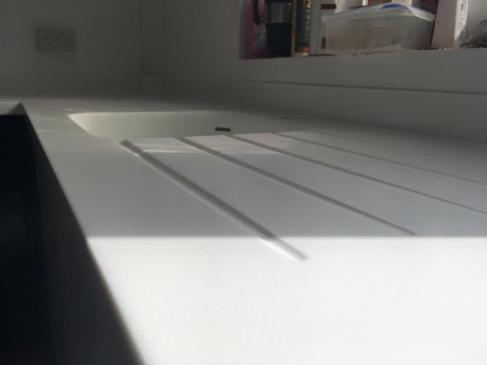 Samsung staron sanded icicle worktops malpas newport Corian 804 sink and drainer grooves